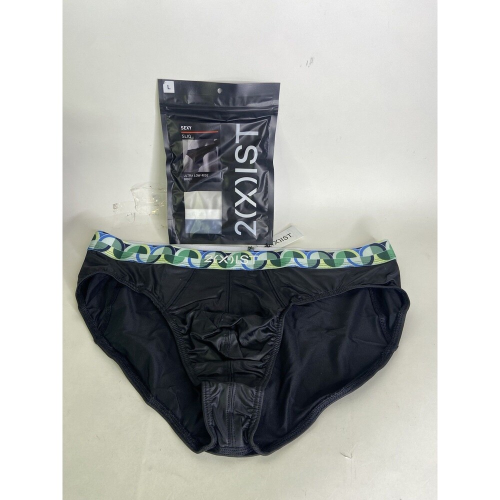 2xist Sexy Sliq Ultra Low Rise Brief Underwear Black Beauty Eames Mens Size L